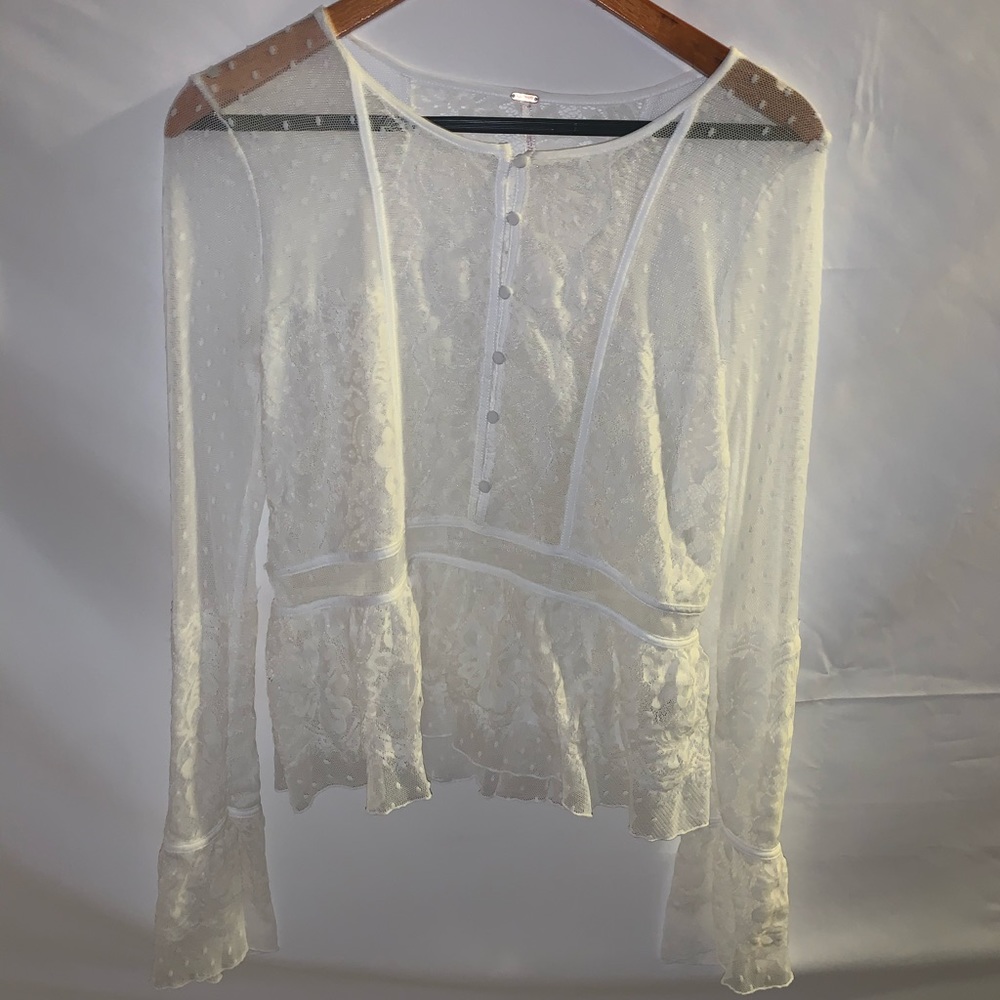 Free People Lace Long Sleeve Blouse